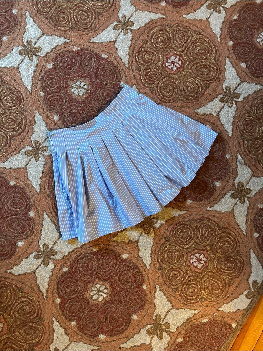 Anthropologie Blue and White Striped Circle Skirt